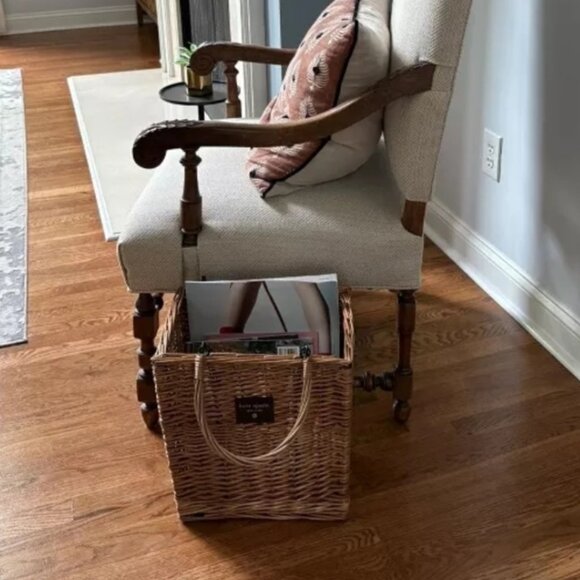 New Kate Spade Bike Basket Wicker Woven Picnic Bag Tote Storage Magazine Holder - Picture 5 of 6
